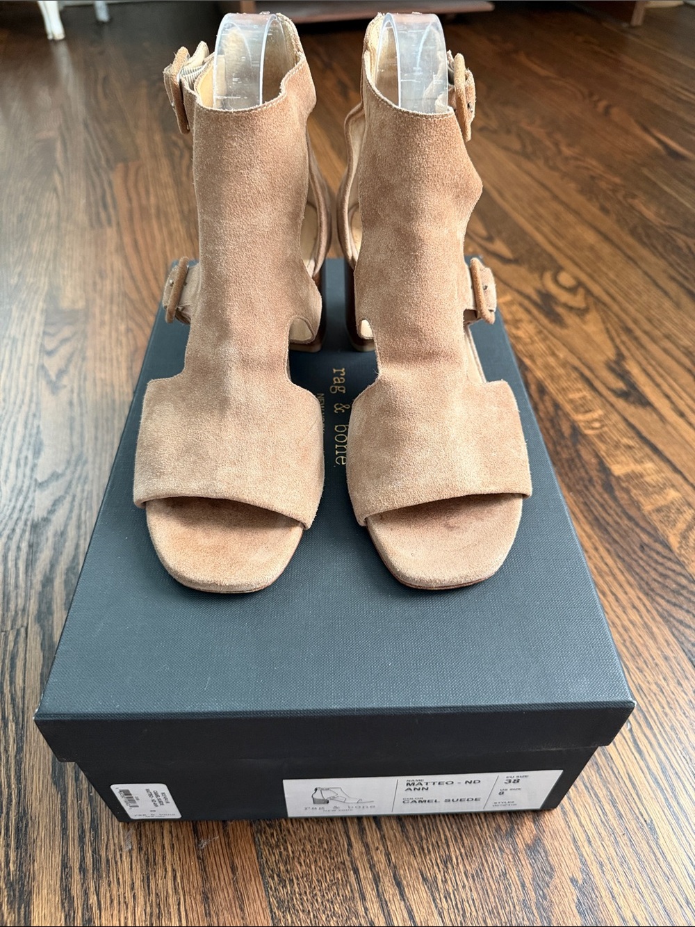 rag & bone Matteo-ND camel Suede Open-Toe Block Heel Sandals in Camel/Tan - Picture 5 of 5